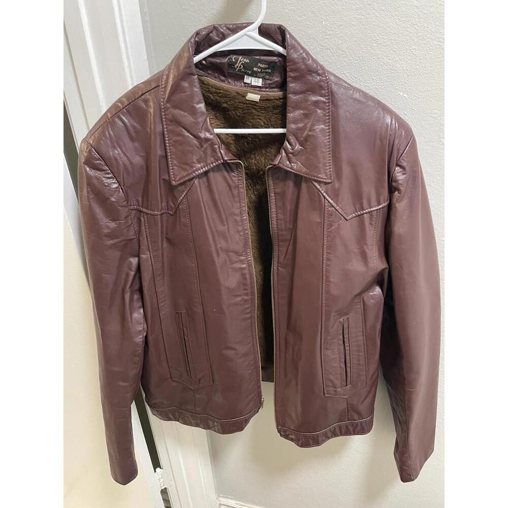 Jean Pierre Men’s Sz 44 Brown Genuine Leather Jacket w/Liner